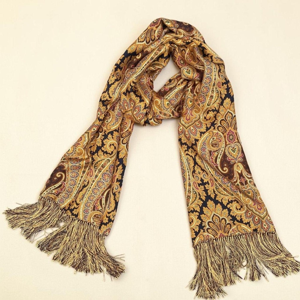 100% Silk Paisley Fringe Scarf Chelsey by Joseph Autumn Scarf